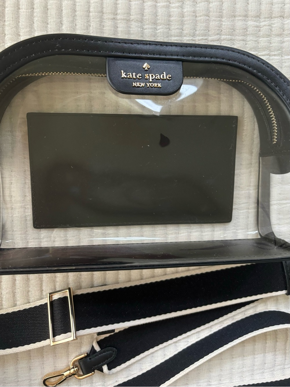 Kate Spade Clare Clear Small Dome Crossbody Bag Black Multi Stadium Bag NWT - Picture 7 of 16